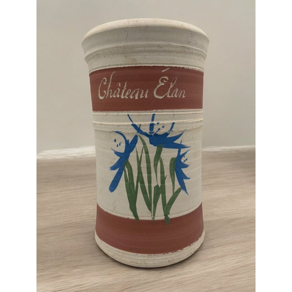 Vintage Signed Wine Chiller Pottery Vase Wine Chateau Elan 9"